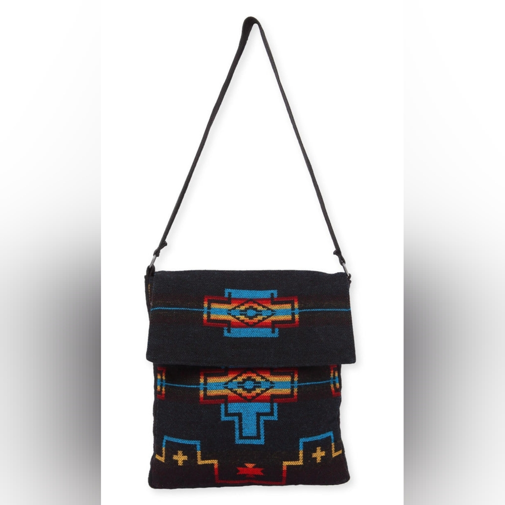 Flap Top Shoulder Bag - Southwest Style - Ethnic Inspired Design - Lightweight